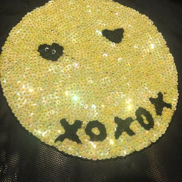 This Is A Love Song Sequined Mesh Smiley Tee 😊🖤​ - Picture 3 of 5